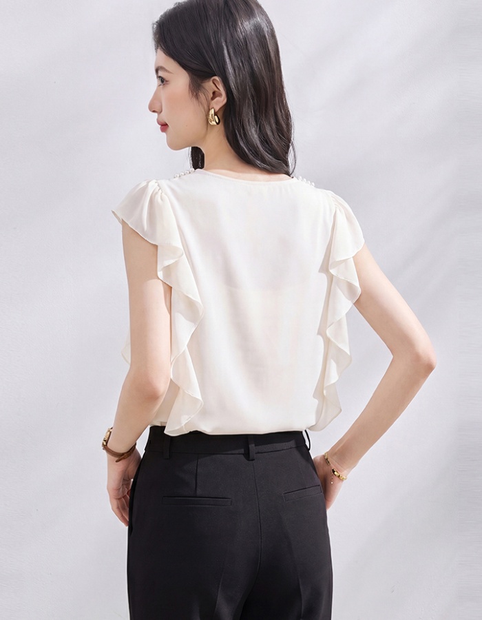 All-match summer small shirt heap collar tops