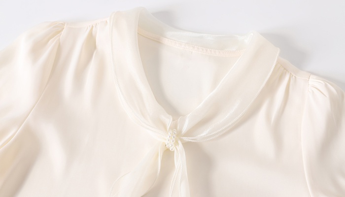 All-match short sleeve tops satin frenum shirt for women