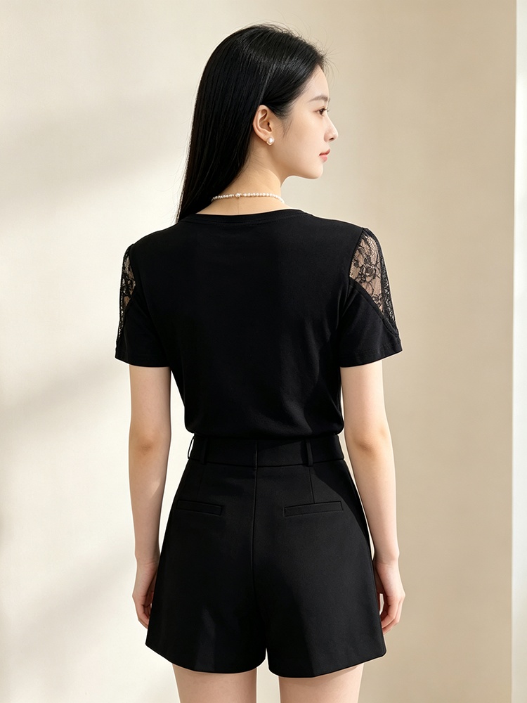 Rhinestone T-shirt summer small shirt for women