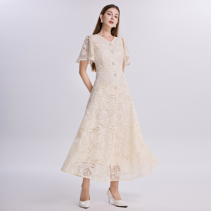 Retro tassels sequins cinch big skirt dress