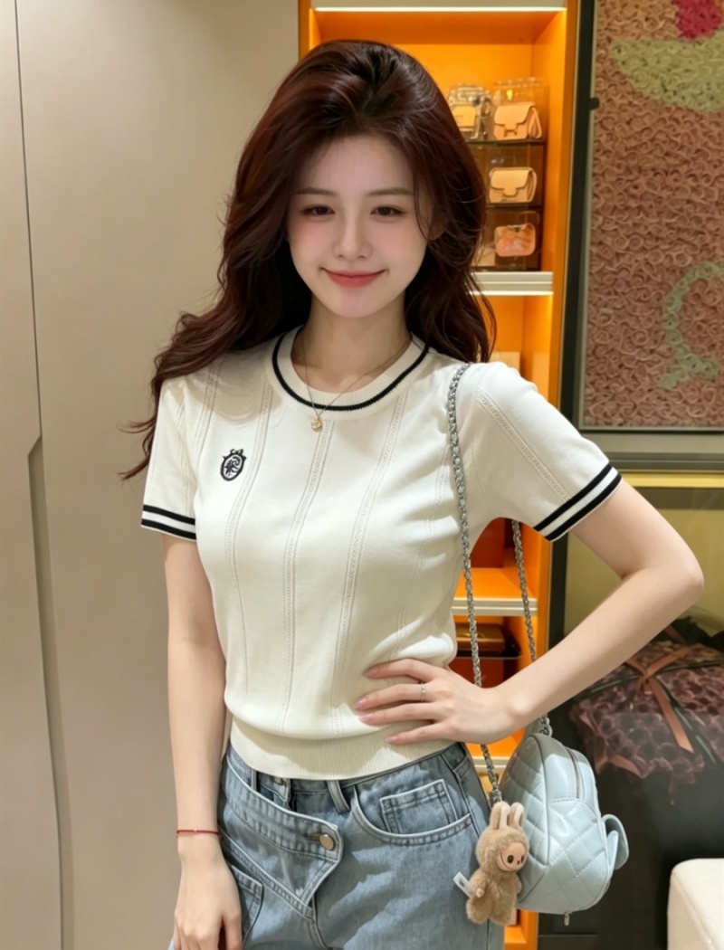 Korean style unique tops summer mixed colors sweater