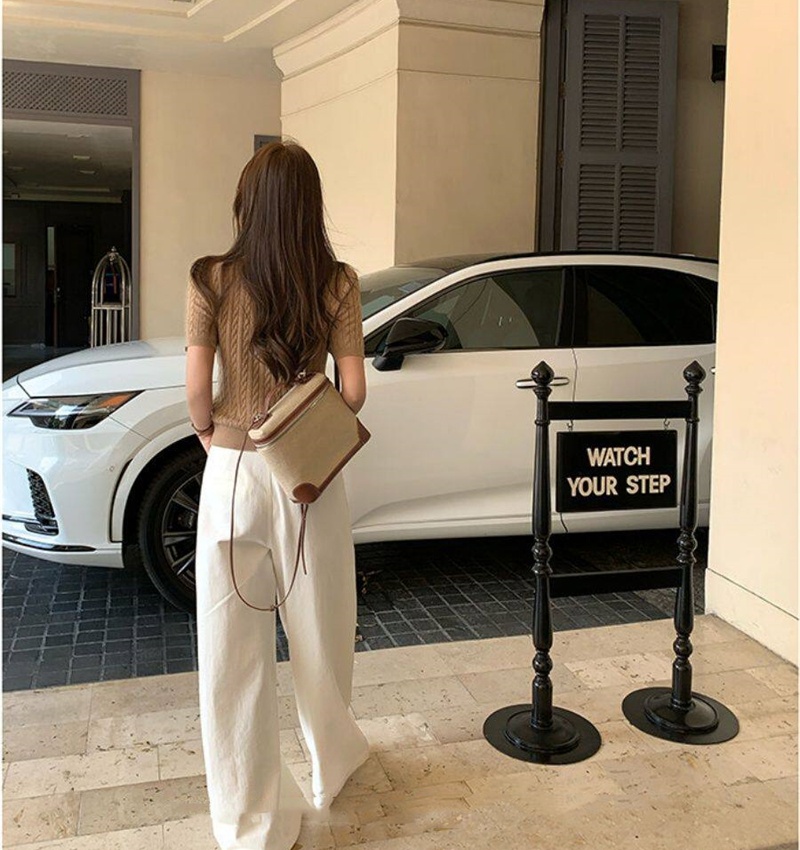 Twist knitted retro tops pullover slim T-shirt for women