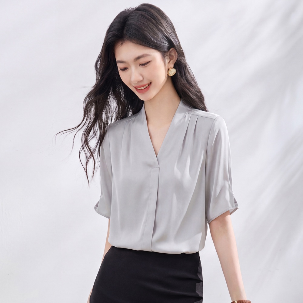 Korean style summer tops beading shirt for women