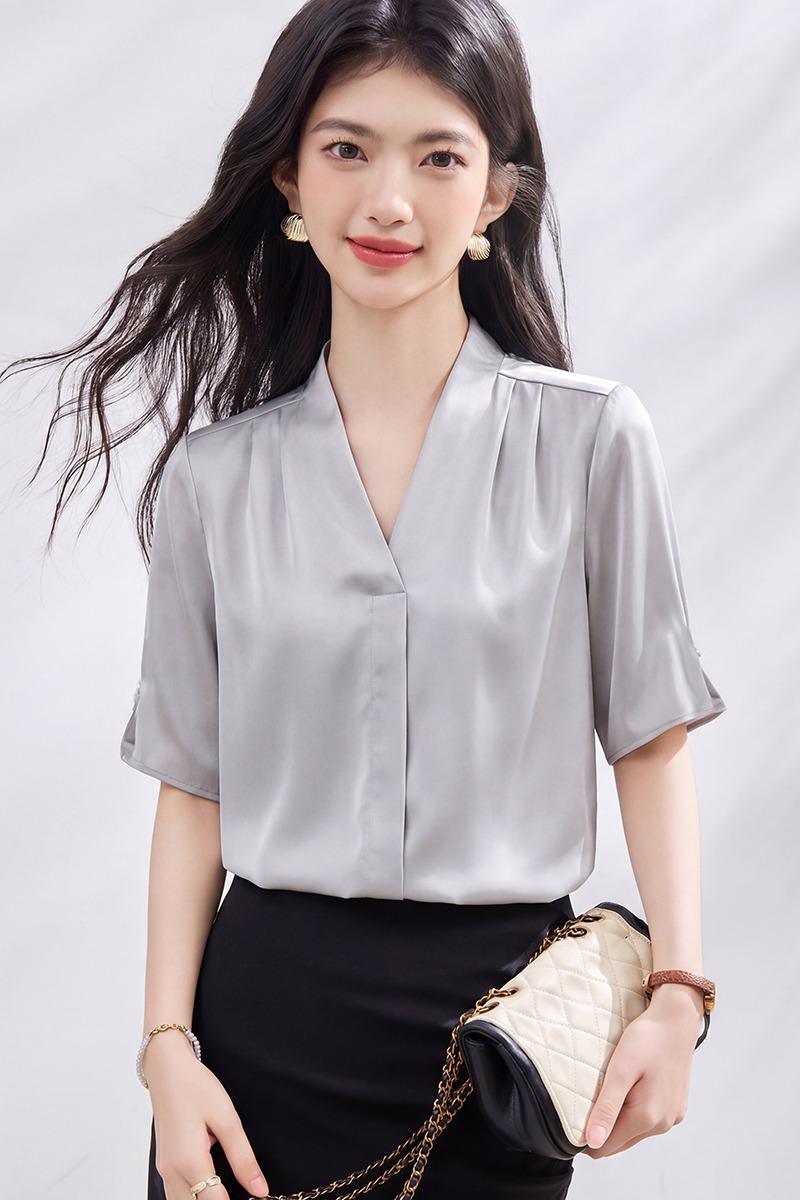 Korean style summer tops beading shirt for women
