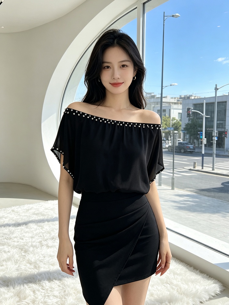 Short sleeve Pseudo-two T-shirt summer loose tops for women