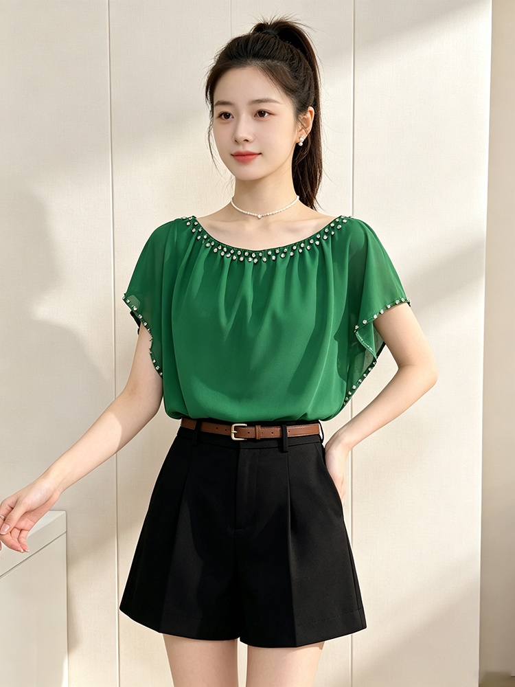 Short sleeve Pseudo-two T-shirt summer loose tops for women