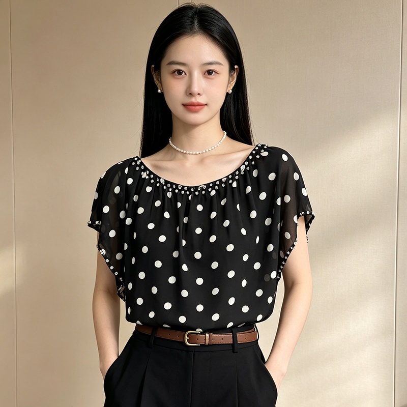 Short sleeve Pseudo-two T-shirt summer loose tops for women