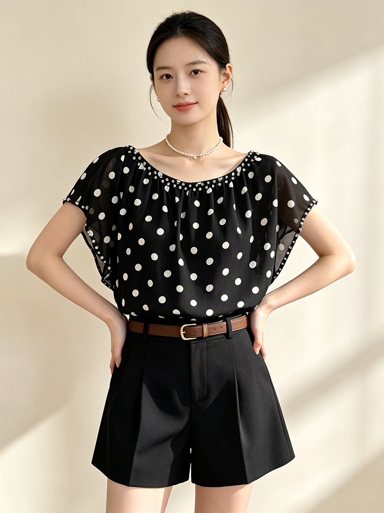 Short sleeve Pseudo-two T-shirt summer loose tops for women