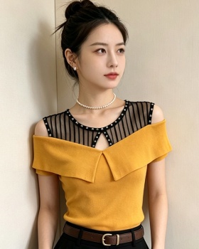 Splice strapless tops enticement T-shirt for women