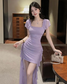 Irregular enticement long dress slim dress