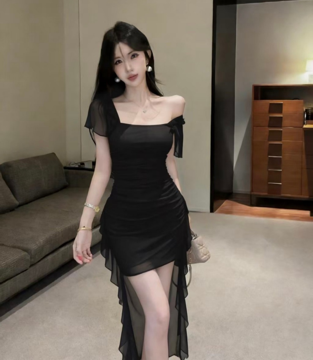 Irregular enticement long dress slim dress