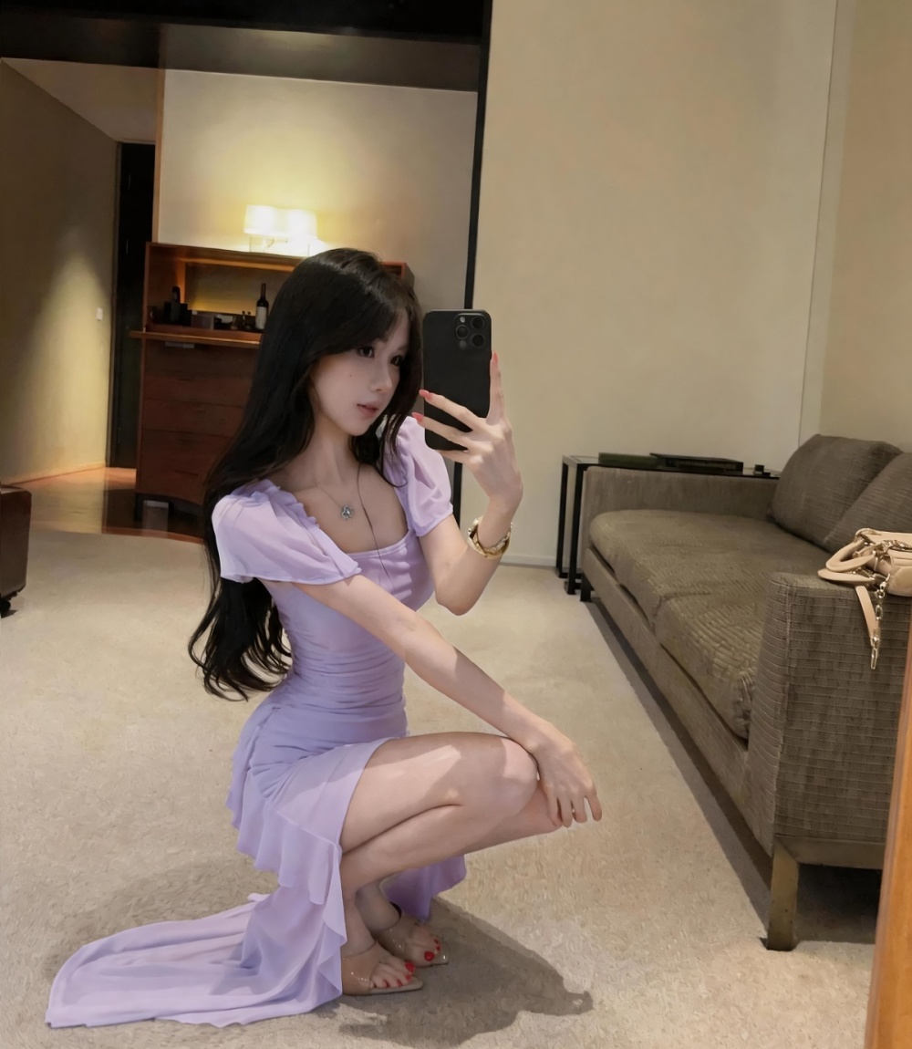 Irregular enticement long dress slim dress