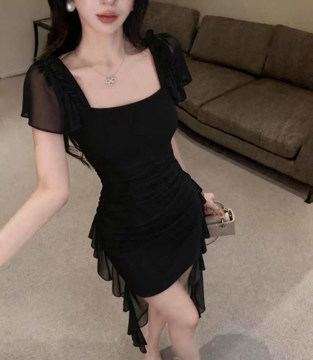 Irregular enticement long dress slim dress