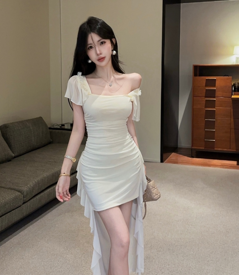 Irregular enticement long dress slim dress