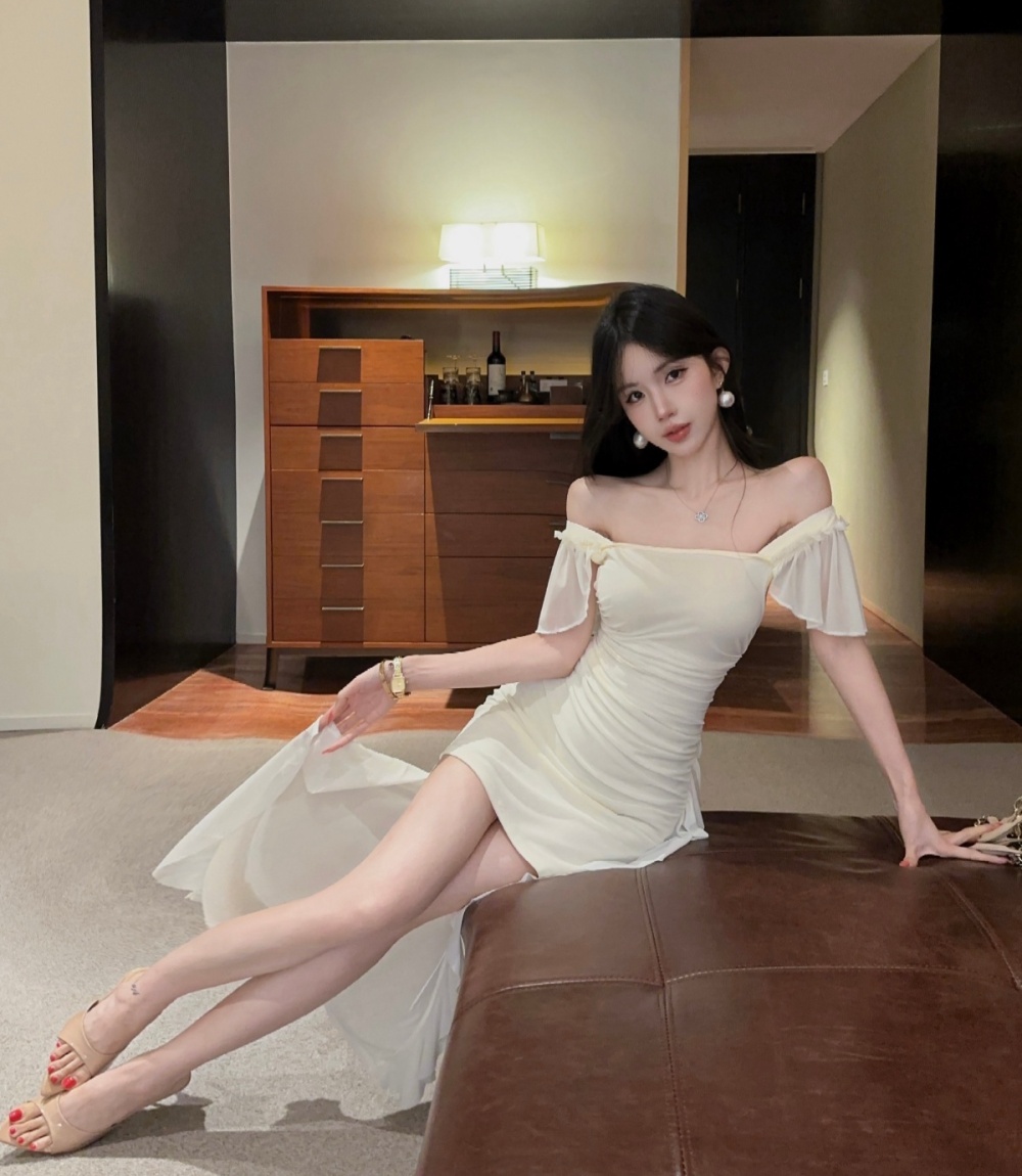 Irregular enticement long dress slim dress