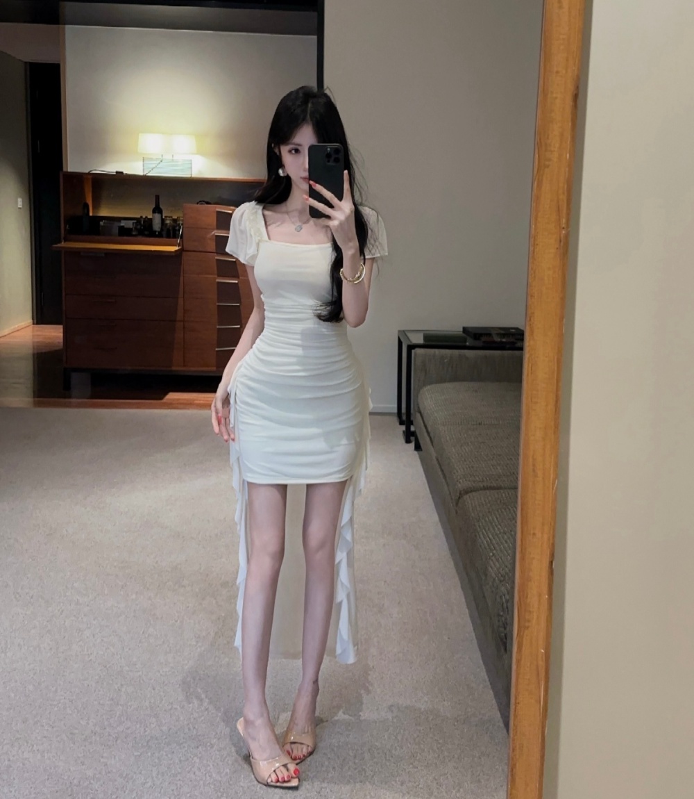Irregular enticement long dress slim dress
