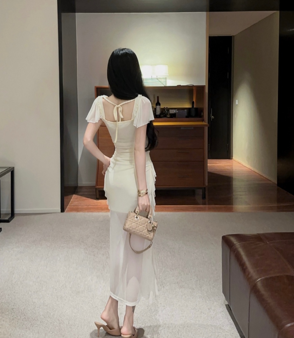 Irregular enticement long dress slim dress