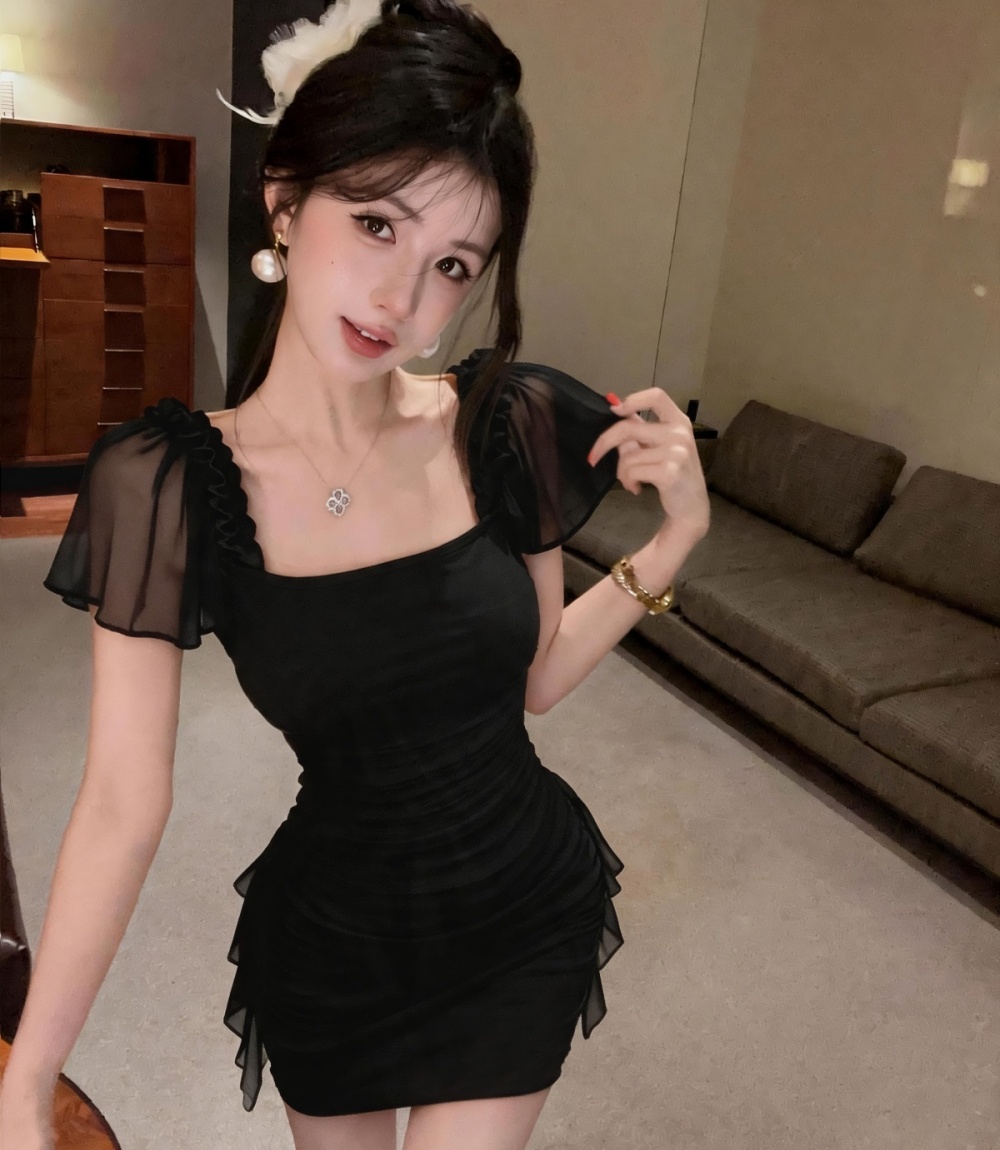 Package hip enticement dress bubble fold T-back for women