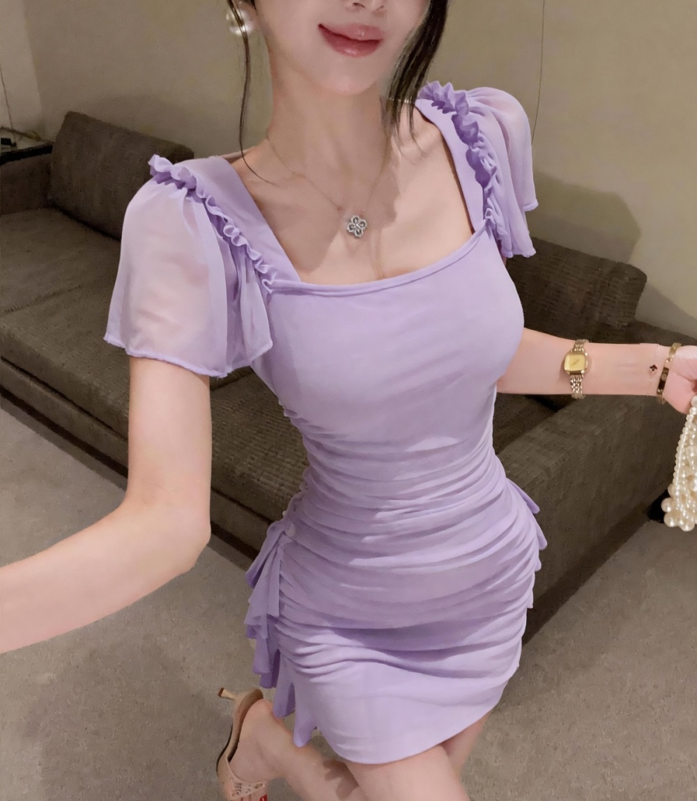 Package hip enticement dress bubble fold T-back for women
