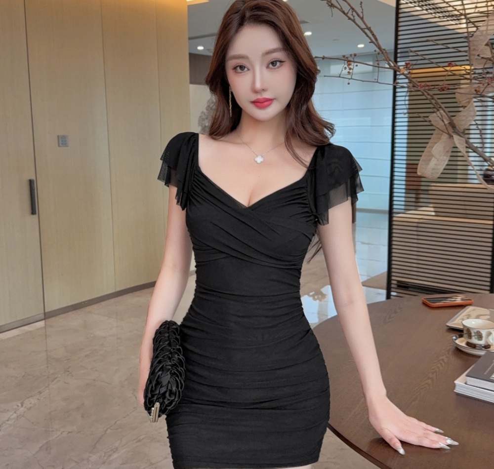 Spicegirl V-neck T-back package hip gauze dress