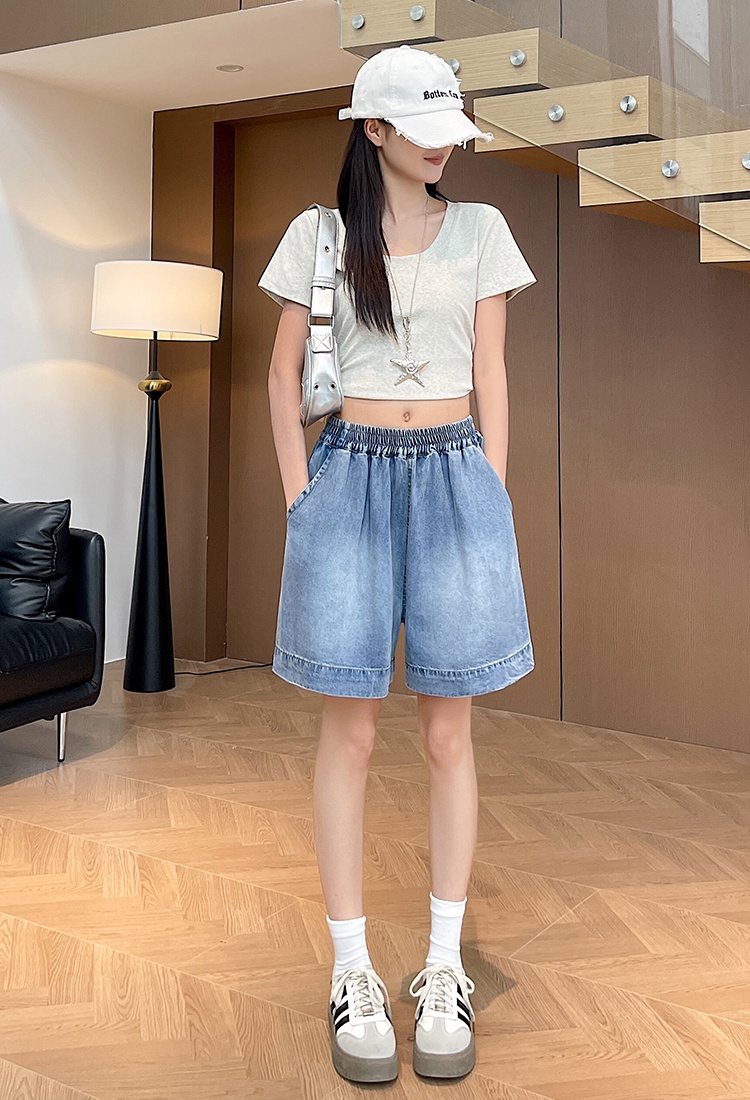 Loose thin five pants summer wide leg shorts for women