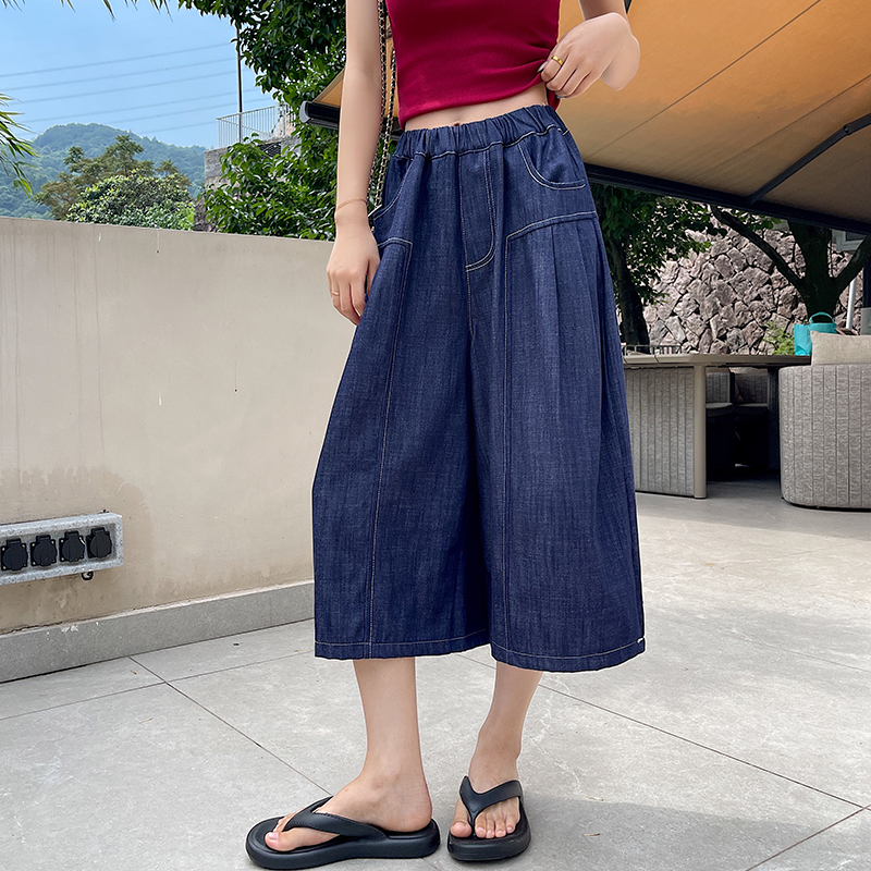 Summer cropped pants wide leg jeans