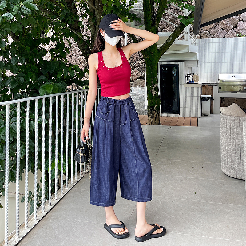 Summer cropped pants wide leg jeans