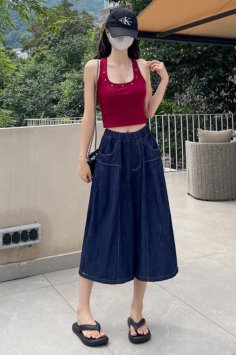 Summer cropped pants wide leg jeans
