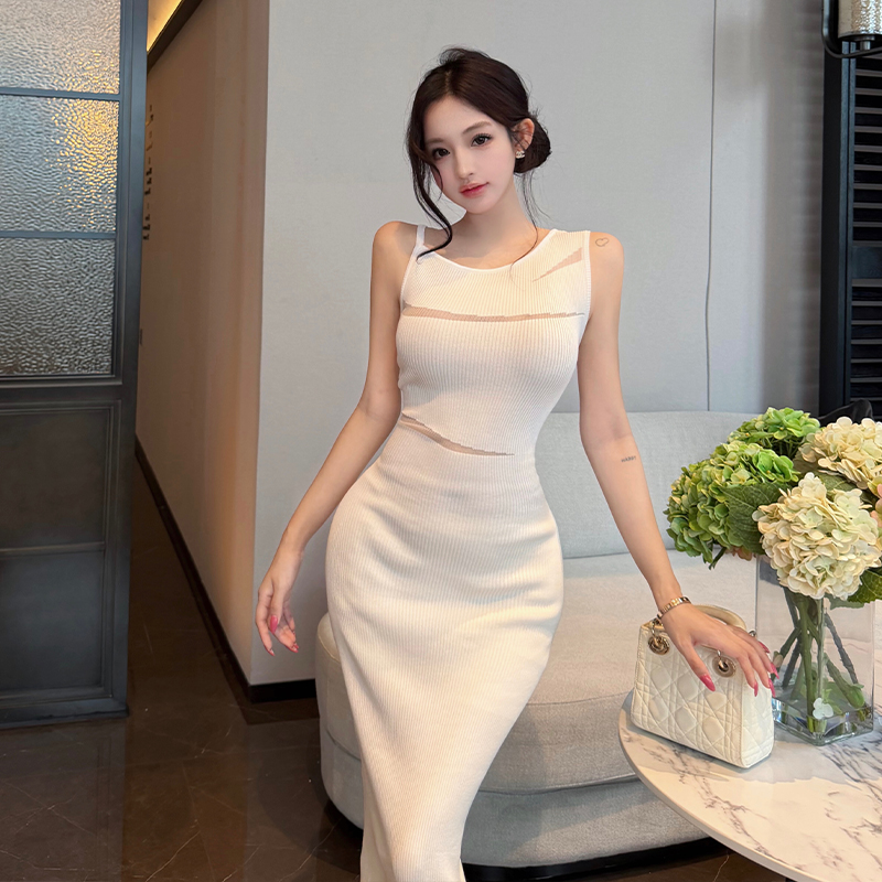 Sexy small strap dress slim long dress for women
