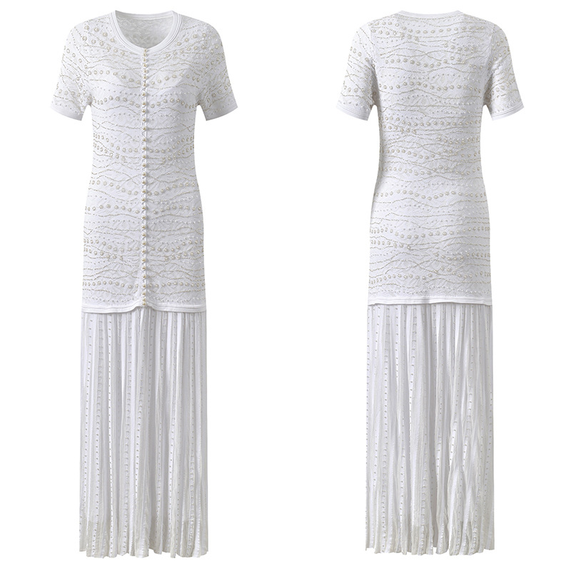 Pleated strap dress slim dress 2pcs set