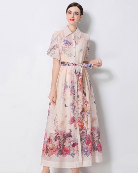 Short sleeve printing dress