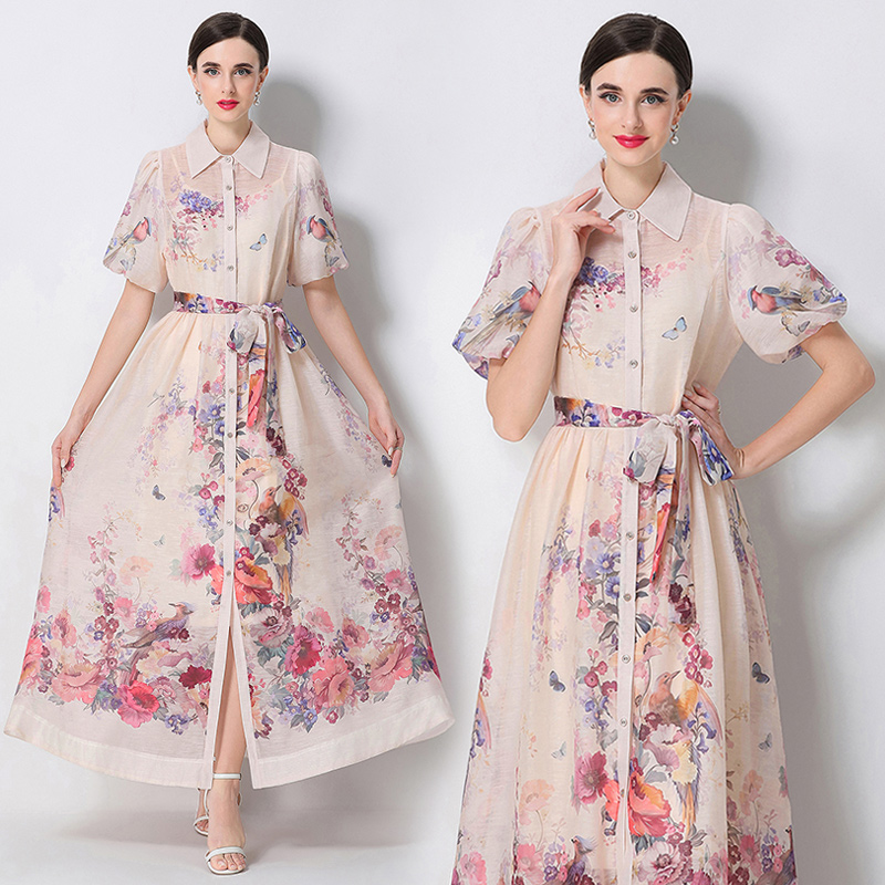 Short sleeve printing dress