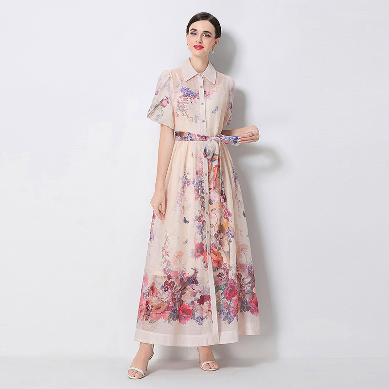 Short sleeve printing dress