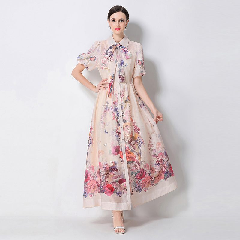 Short sleeve printing dress