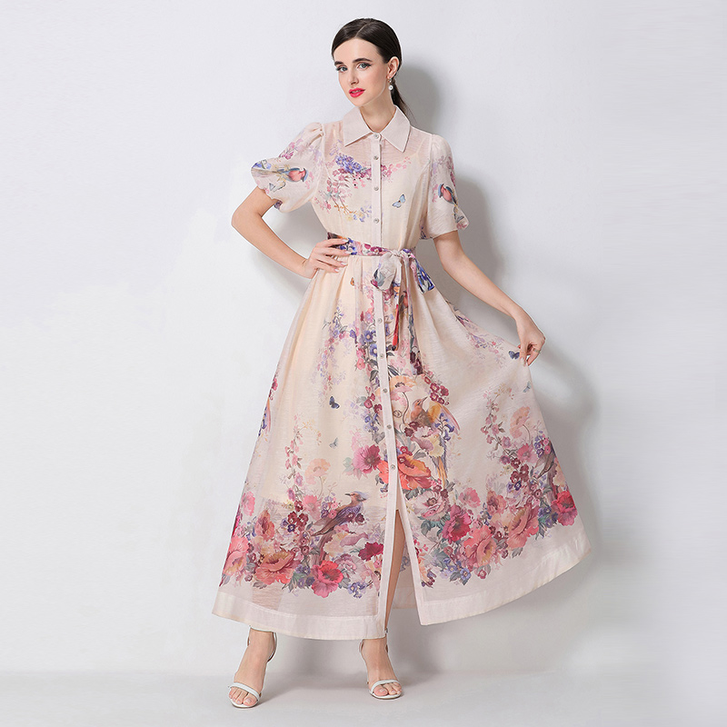 Short sleeve printing dress