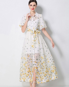 Short sleeve printing dress