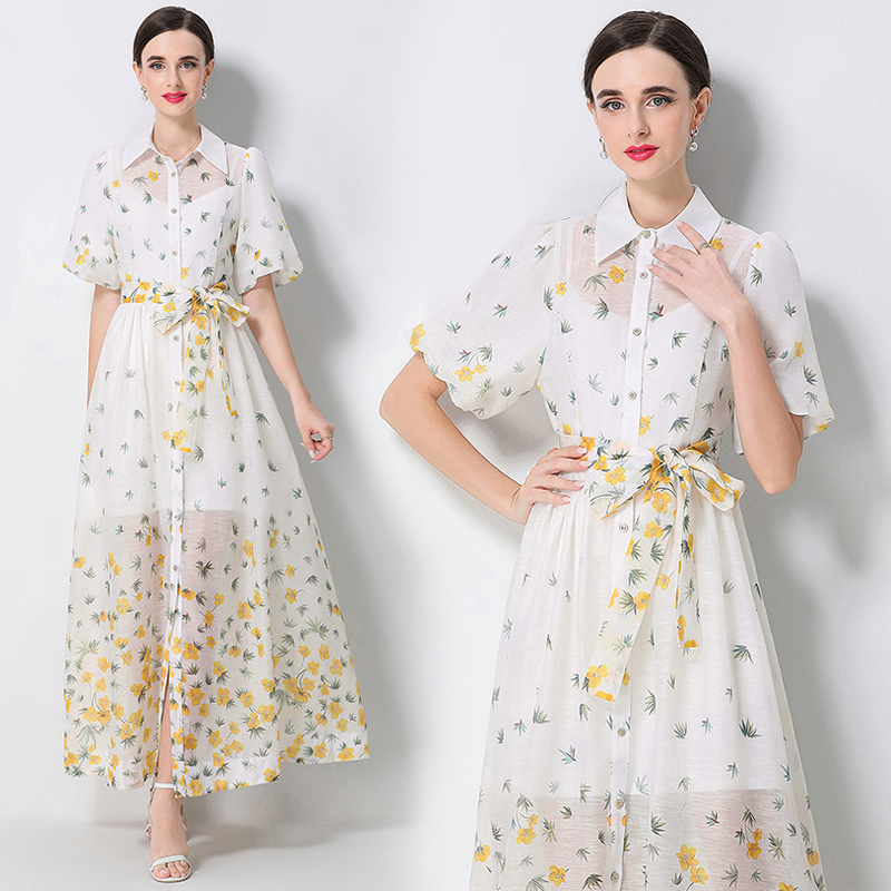 Short sleeve printing dress