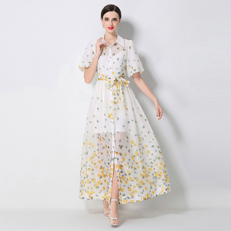 Short sleeve printing dress