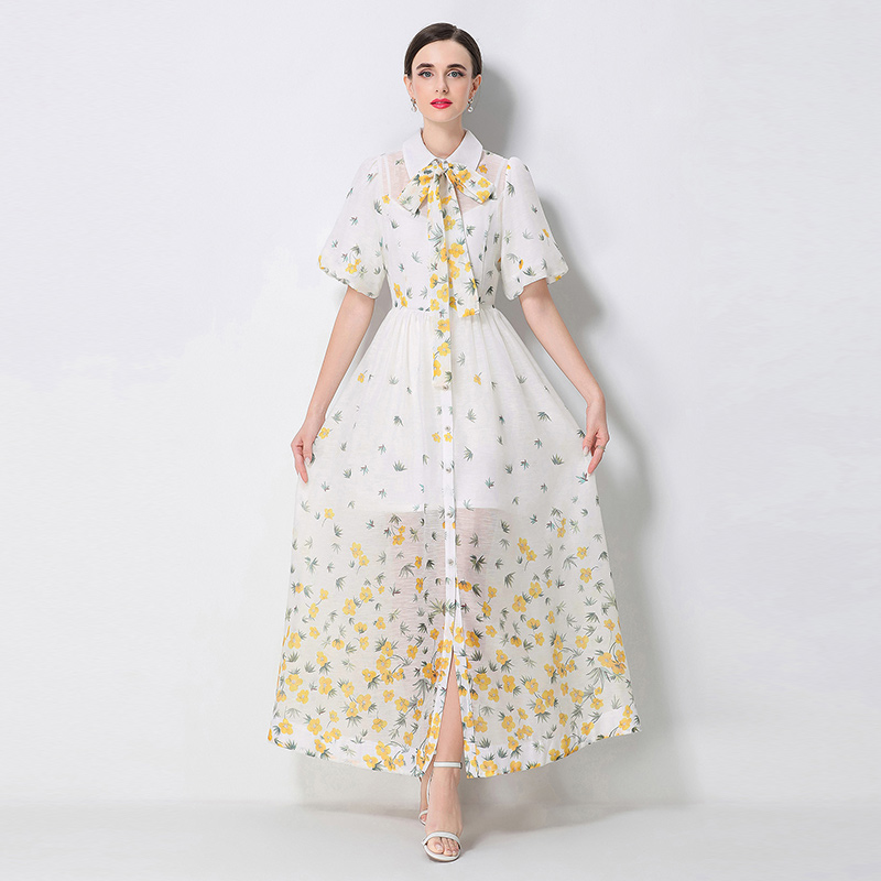 Short sleeve printing dress