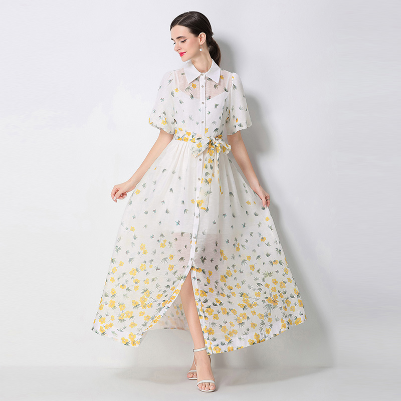 Short sleeve printing dress