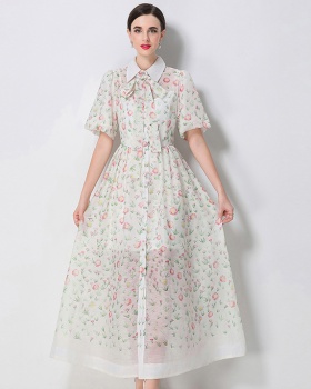 Printing short sleeve dress