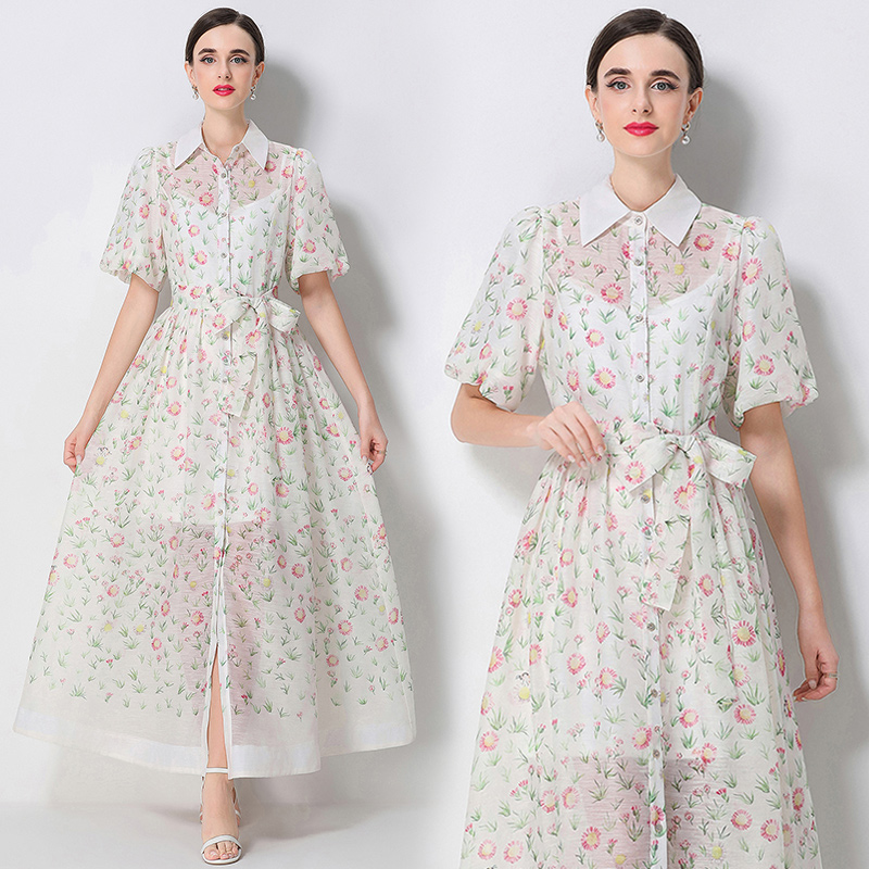 Printing short sleeve dress
