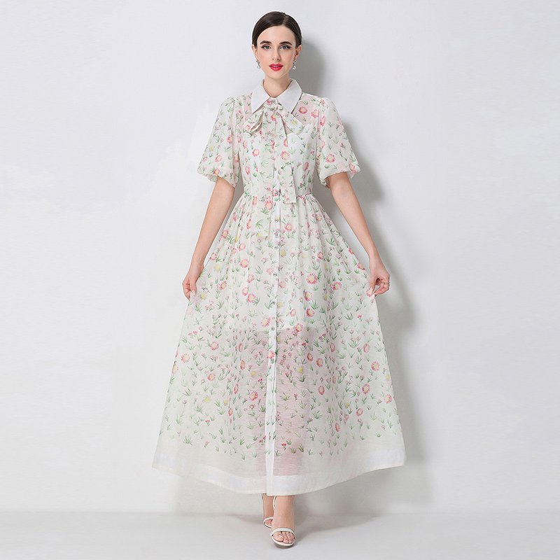 Printing short sleeve dress