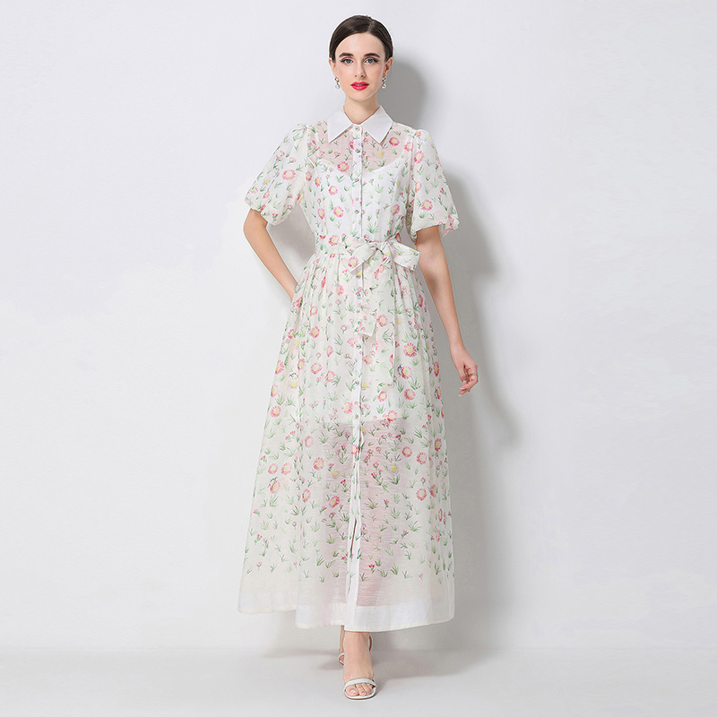 Printing short sleeve dress