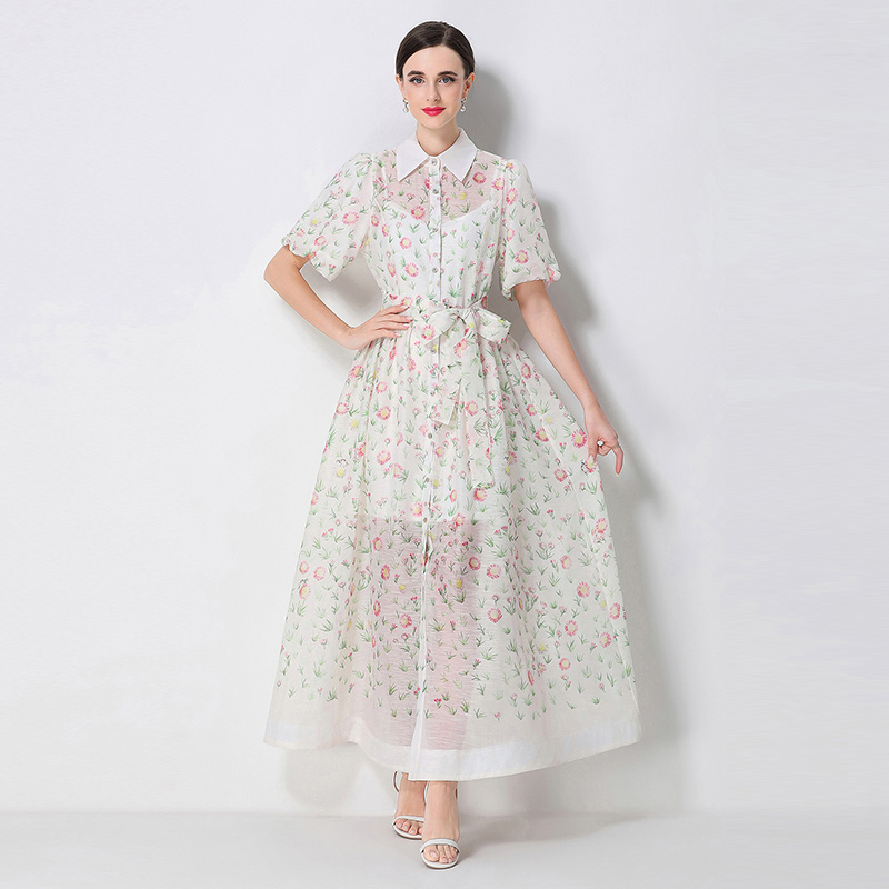 Printing short sleeve dress