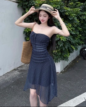 Temperament dress pinched waist T-back for women