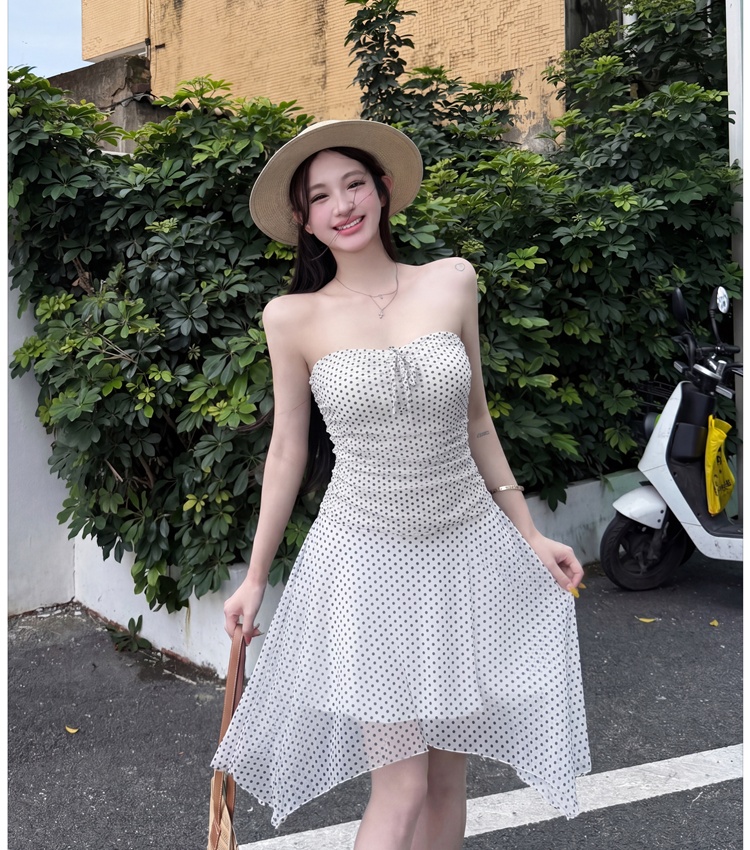 Temperament dress pinched waist T-back for women
