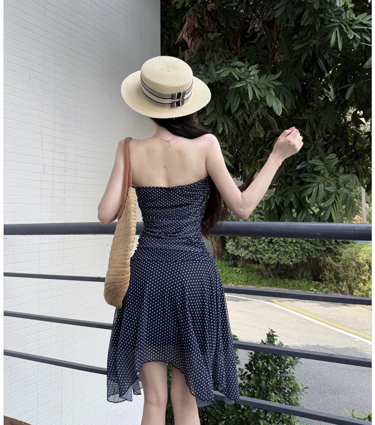 Temperament dress pinched waist T-back for women