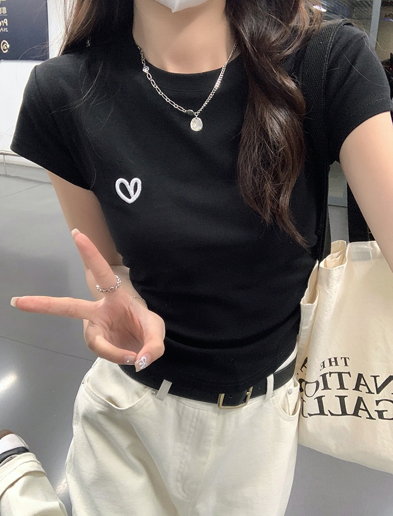 Pure cotton round neck tops short T-shirt for women
