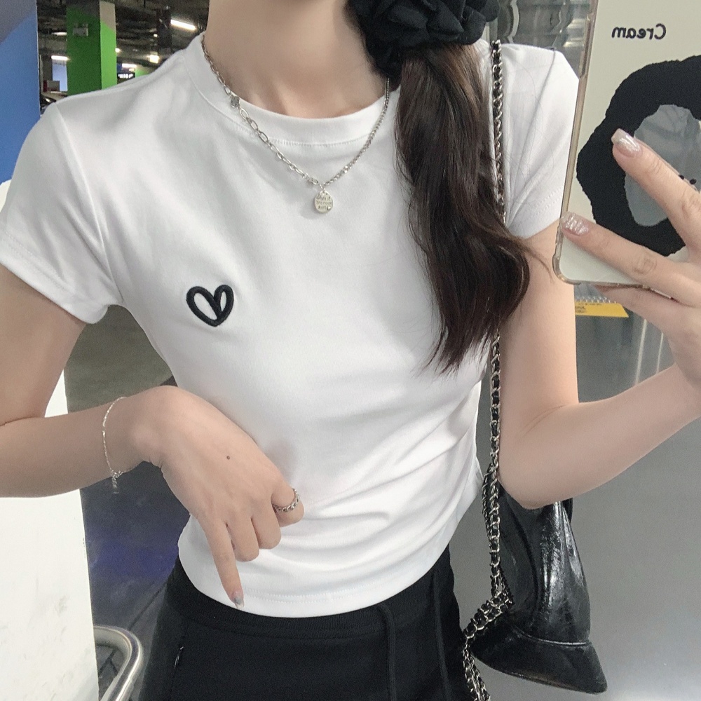 Pure cotton round neck tops short T-shirt for women